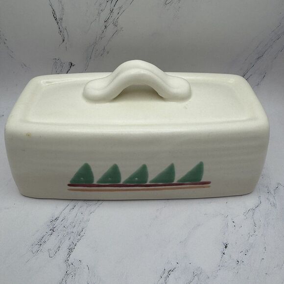 TAOS TREASURE CRAFT BUTTER DISH Southwest Adobe Stone Ware Made In The USA - Picture 4 of 12